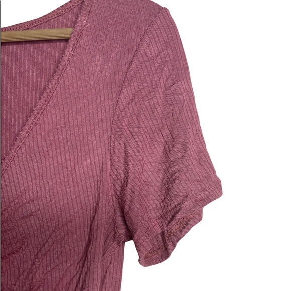 Gaze Top Adjustable Gathered Front V neck Dusty Rose M - Picture 7 of 10
